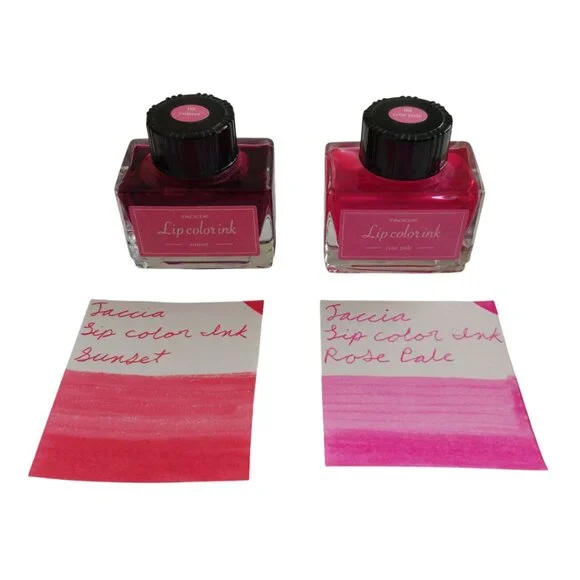 Taccia Lip Color Fountain Pen Ink Bundle 30 ML Glass Bottles Sunset Pale Rose - Picture 1 of 9